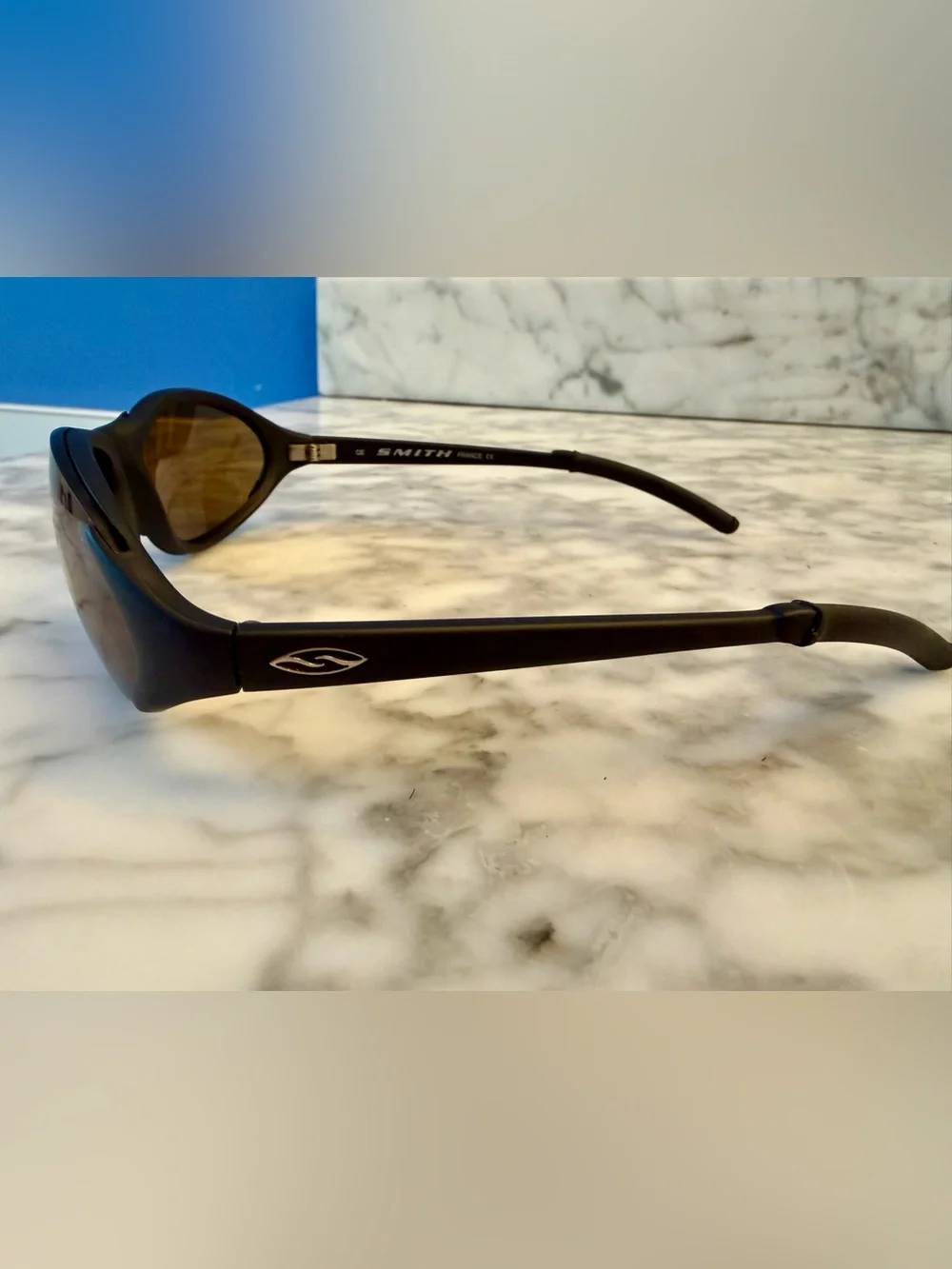 Vtg Y2K Smith Optics Slider 01 Wrap Sunglasses 90s Black Made In France